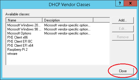 DHCP Vendors classes are ready